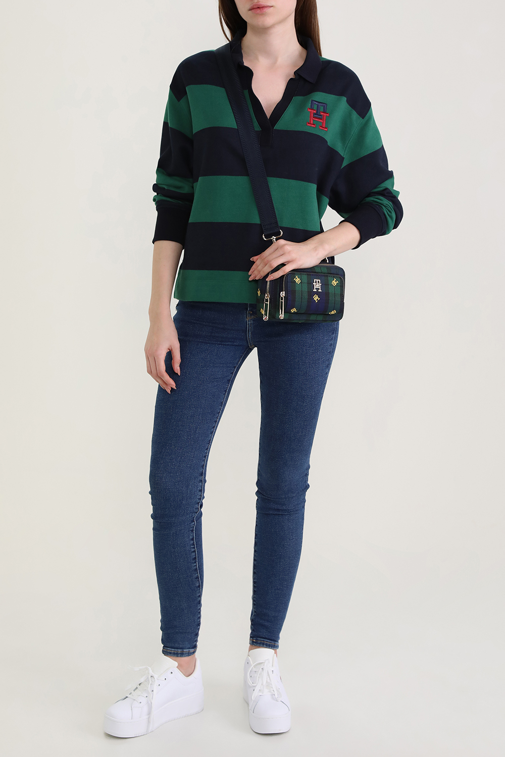 סריג רוגבי מכותנה עם הדפס פסים